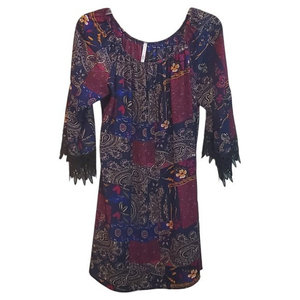 Joel Women's Patchwork Printed Boho‎ Tunic Top Sz XL